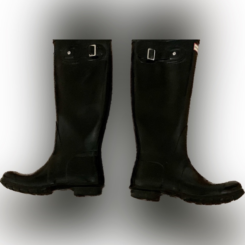Hunter Classic Gloss Black Tall Rain All Weather boots Women’s US 7 EXCELLENT - Picture 6 of 13
